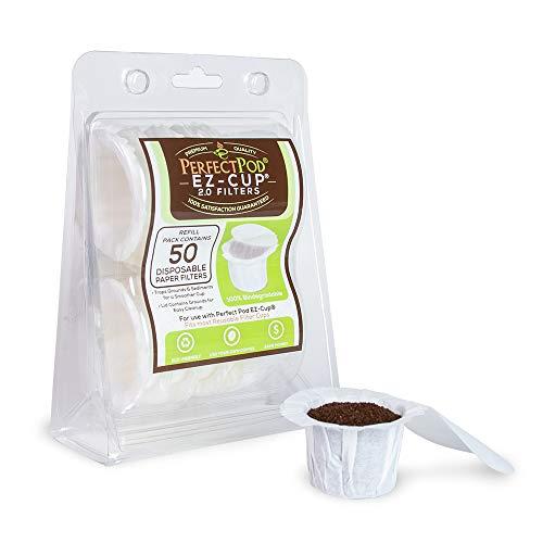 PERFECT POD Perfect Pod EZ-Cup Paper Coffee Filters with Patented Lid for Single-Serve Coffee Brewers and Coffee Pods, Compatible with Keurig, 10-Pack (500 Filters)
