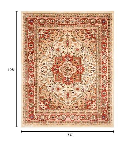 Safavieh SAFAVIEH Lyndhurst Collection Area Rug - 6' x 9', Ivory & Rust, Traditional Oriental Design, Non-Shedding & Easy Care, Ideal for High Traffic Areas in Living Room, Bedroom (LNH330R)