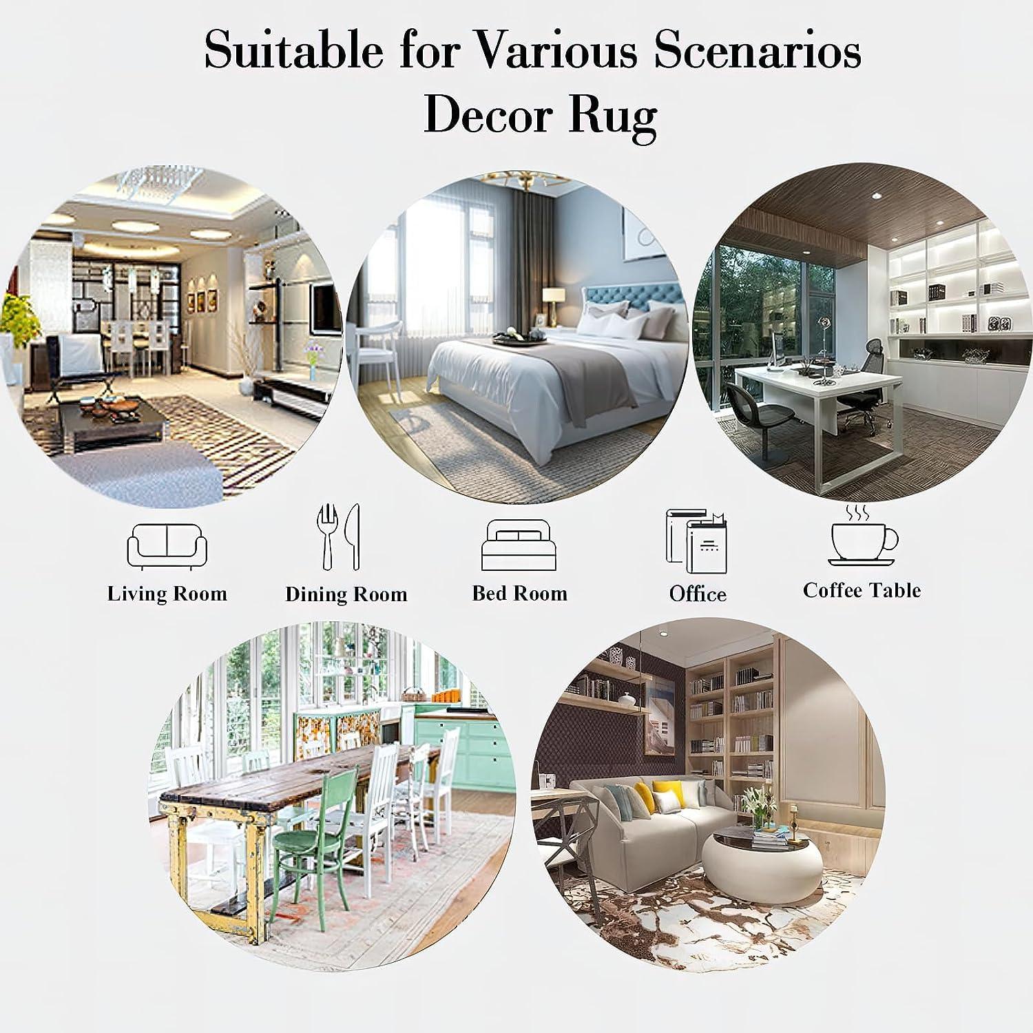 Fouiunler Modern Area Rug, 4x5ft, Red Gold Marble Geometric Pattern Printed Carpet, Flannel Non-Shedding Living Room Rugs, Non-Slip Washable Indoor Rugs for Living Room and Bedroom