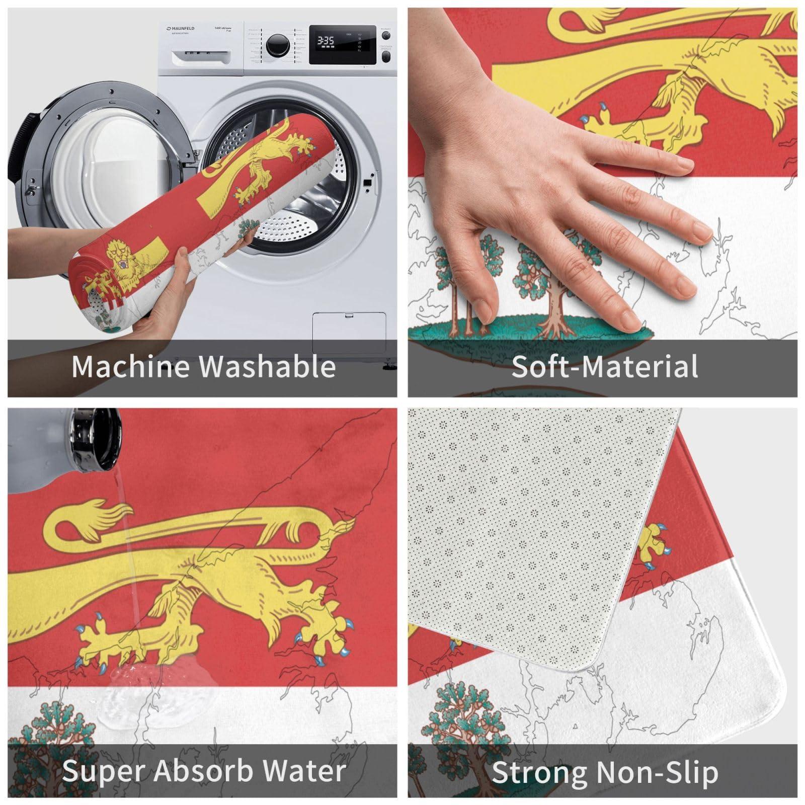 KOSPOGO KOSPOGO Flag Map of Prince Edward Island Bathroom Rugs Ultra Soft Non Slip Bath Mat Durable Kitchen Bedroom Rug 16x24 Inch Area Rug Door Mat