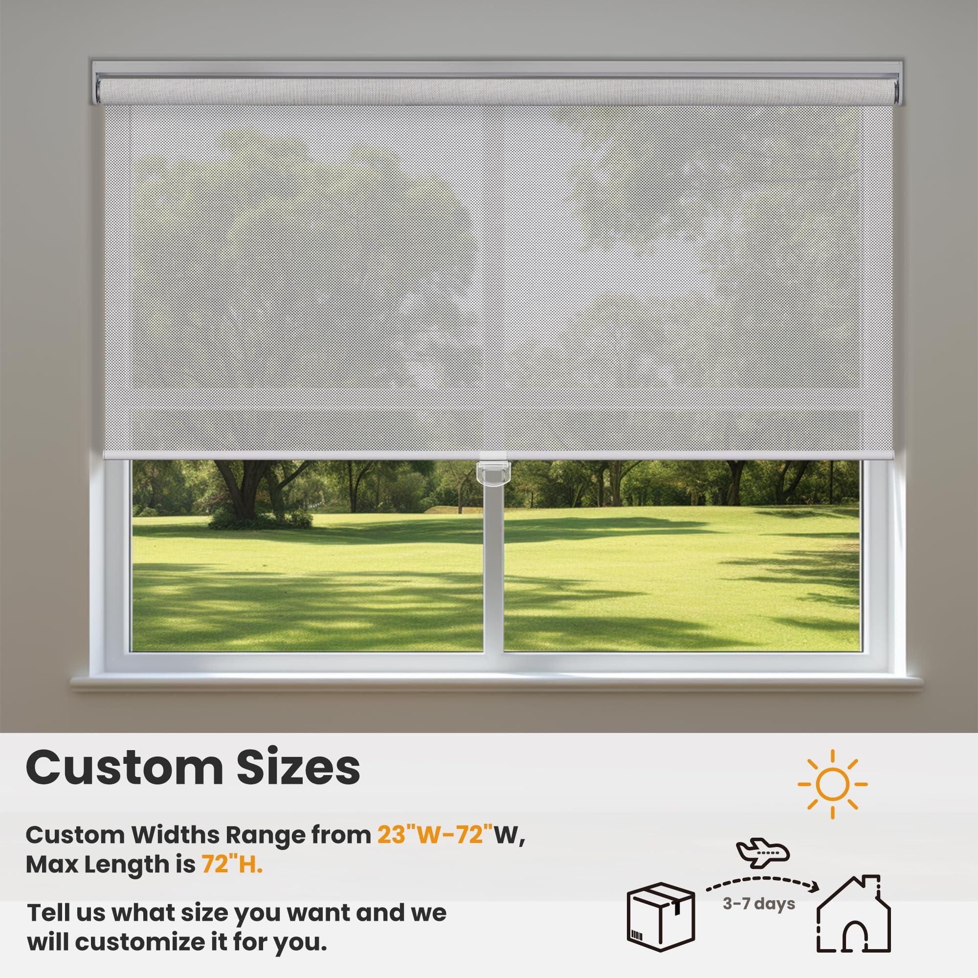 Sulugood Sulugood Light Filtering Roller Shades for Window 5% Openness Cordless Roller Blinds Solar Shades,UV Protection Fabric,Easy Installation Shades for Home, Hotel, Office,Gray.37 W x 64" H