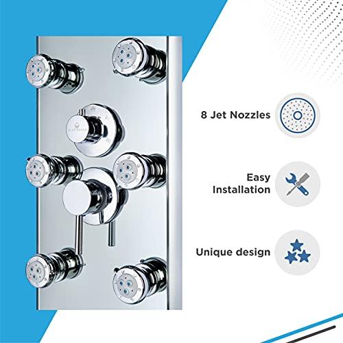 Blue Ocean Blue Ocean 52" Aluminum SPA392M Shower Panel Tower with Rainfall Shower Head, 8 Multi-functional Nozzles