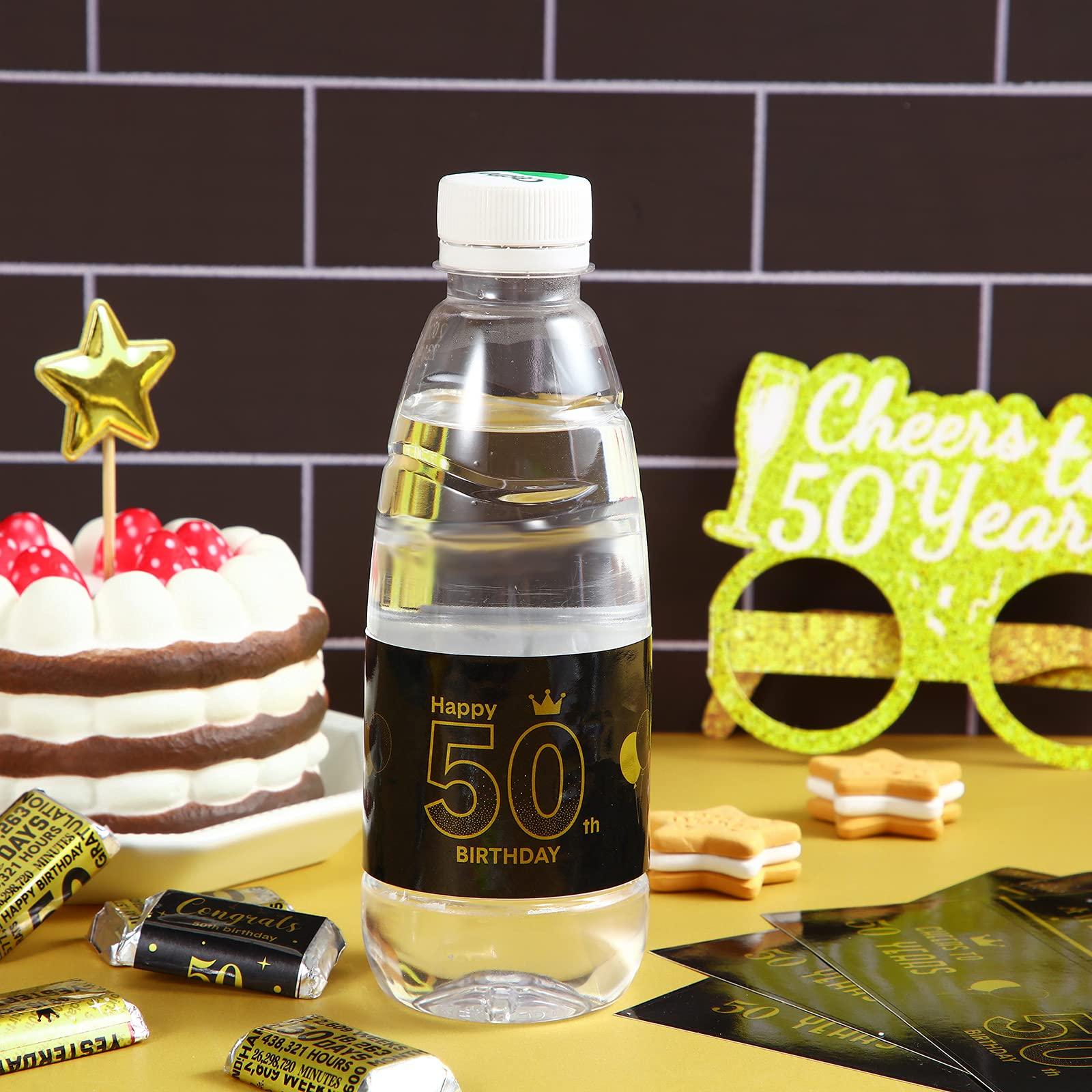 Tenare Tenare 39 Pieces 50th Decoration Labels Sticker 50th Black and Gold Water Bottle Labels Congrats for Wedding Anniversary Party Celebration Decoration Birthday Party Supplies