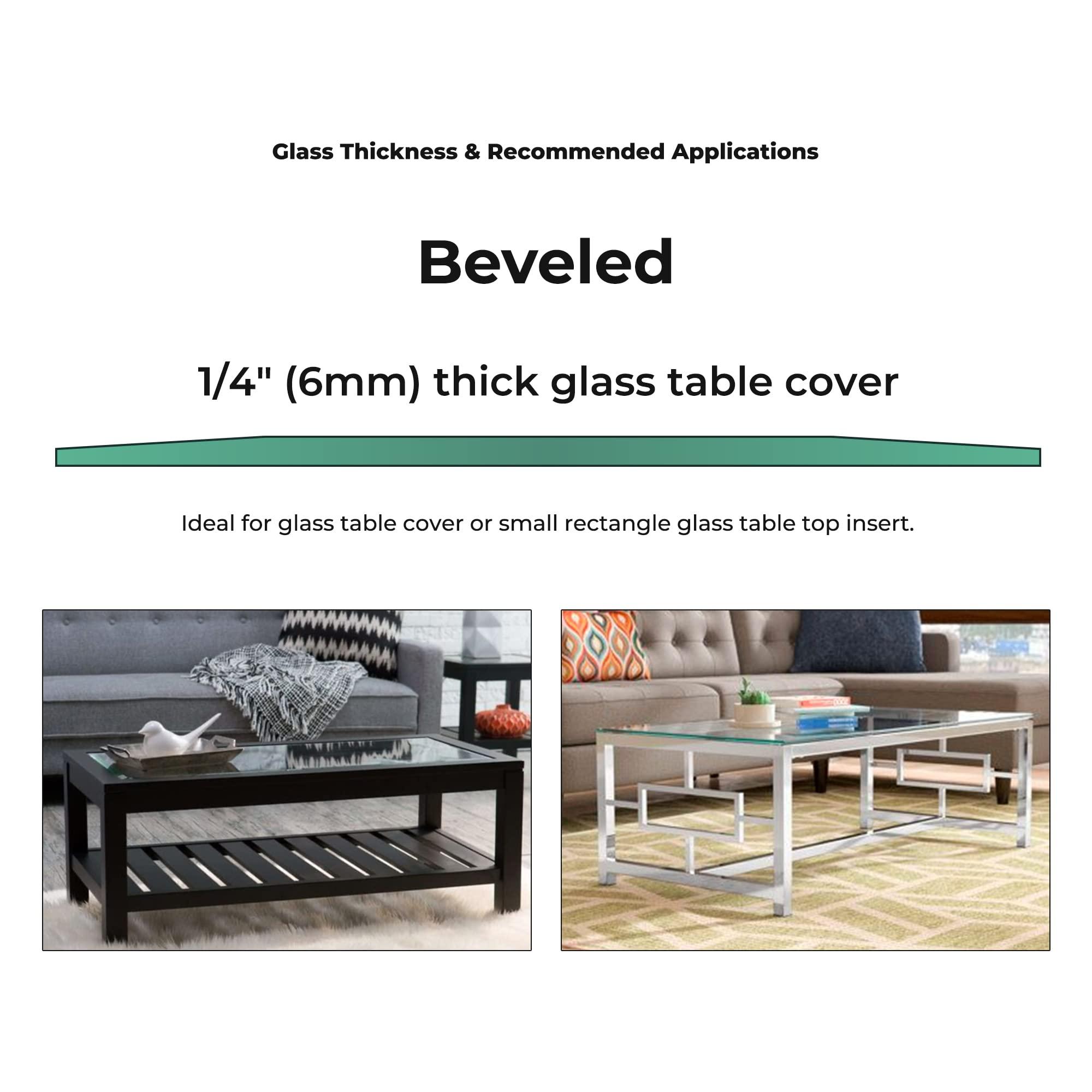 Fab Glass and Mirror Custom Cut Glass 1/4\" Thick - Clear Tempered Glass Cut to Size - Rectangle Replacement Glass for Table Tops, Glass Shelves, Windows with Bevel Edge by Fab Glass and Mirror