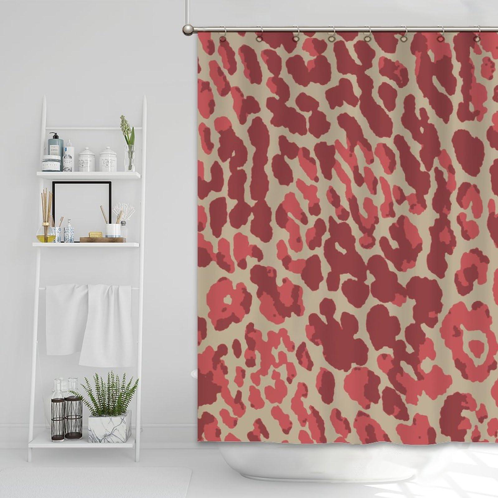 Yinrune Yinrune Cheetah Leopard Print Shower Curtain Animal Antelope Shower Curtains Rustic Shower Curtain 60x72in Shower Curtain Liner Polyester Fabric Shower Curtain Set with Hooks Washable Durable