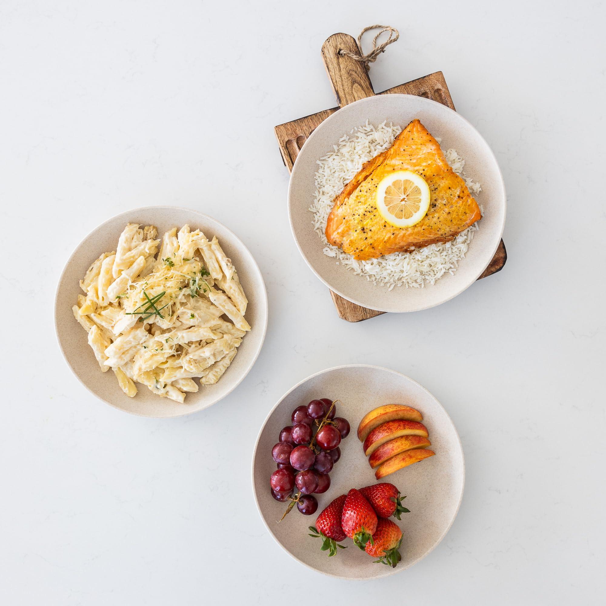 Grow Forward Grow Forward Premium Wheat Straw Plates - 9 Inch Reusable Hard Plastic Dinner Plates Set of 8 - Unbreakable Microwave Safe Plates for Dessert, Camping, RV, Outdoors, Patio, Kitchen Dishes - Sahara