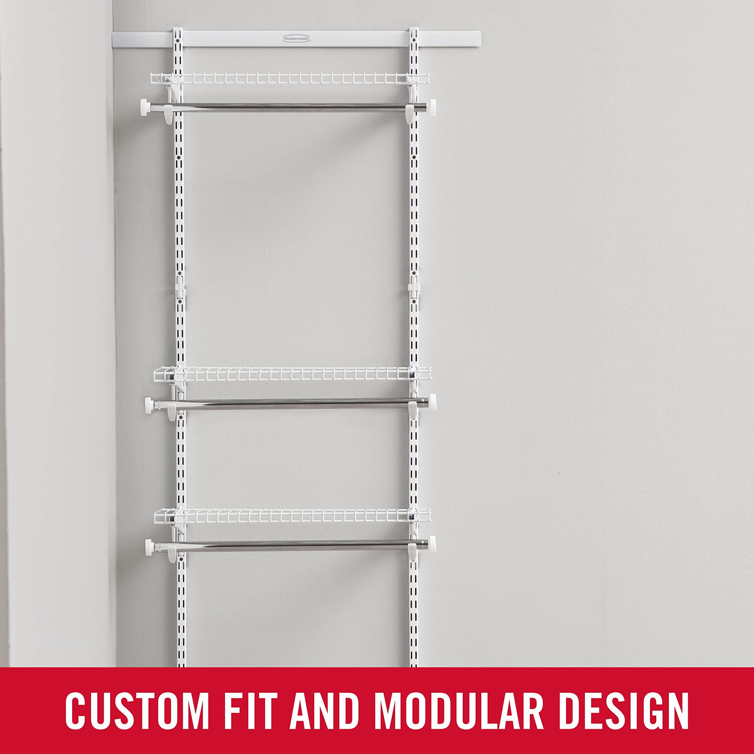 Rubbermaid Rubbermaid Configurations Custom Closet Kit, 2-4 Ft. Adjustable Metal Wire Shelving, White Finish, Expandable Organization System, Hardware Included, for Home Closet/Pantry/Laundry/Mudroom