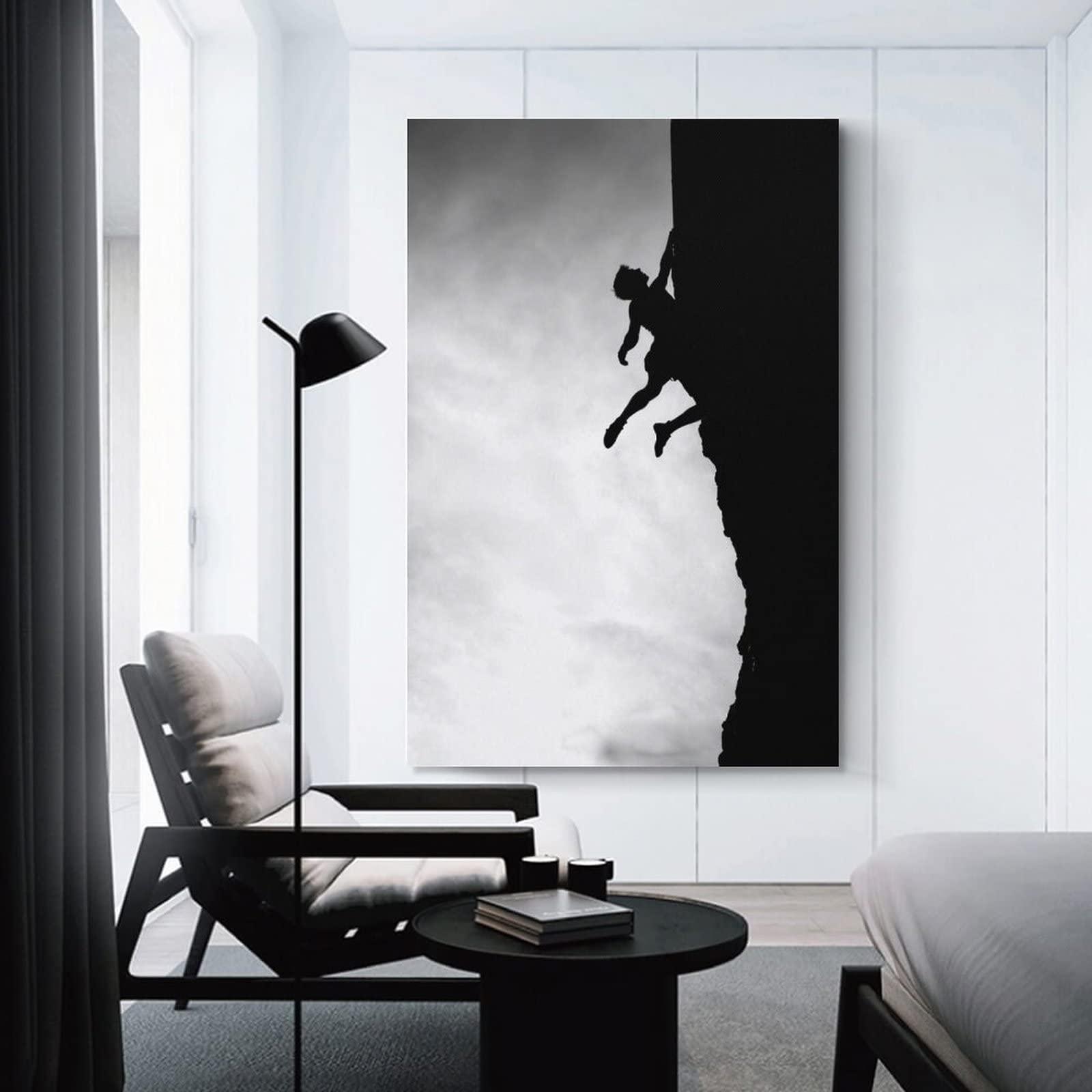 ToMart Rock Climbing Poster Black And White Wall Art Extreme Sports Men And Teens Inspirational Wall Art An Canvas Painting Posters And Prints Wall Art Pictures for Living Room Bedroom Decor 24x36inch(60x90