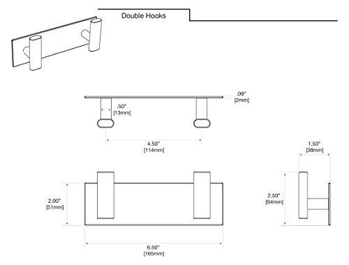 Gatco Gatco 1283 Elevate All Modern Dcor Double Rectangle Hook, Chrome/Wall Mounted 6.5\" W X 2\" H 2-Hook/Robe, Towel Hook for Bathroom