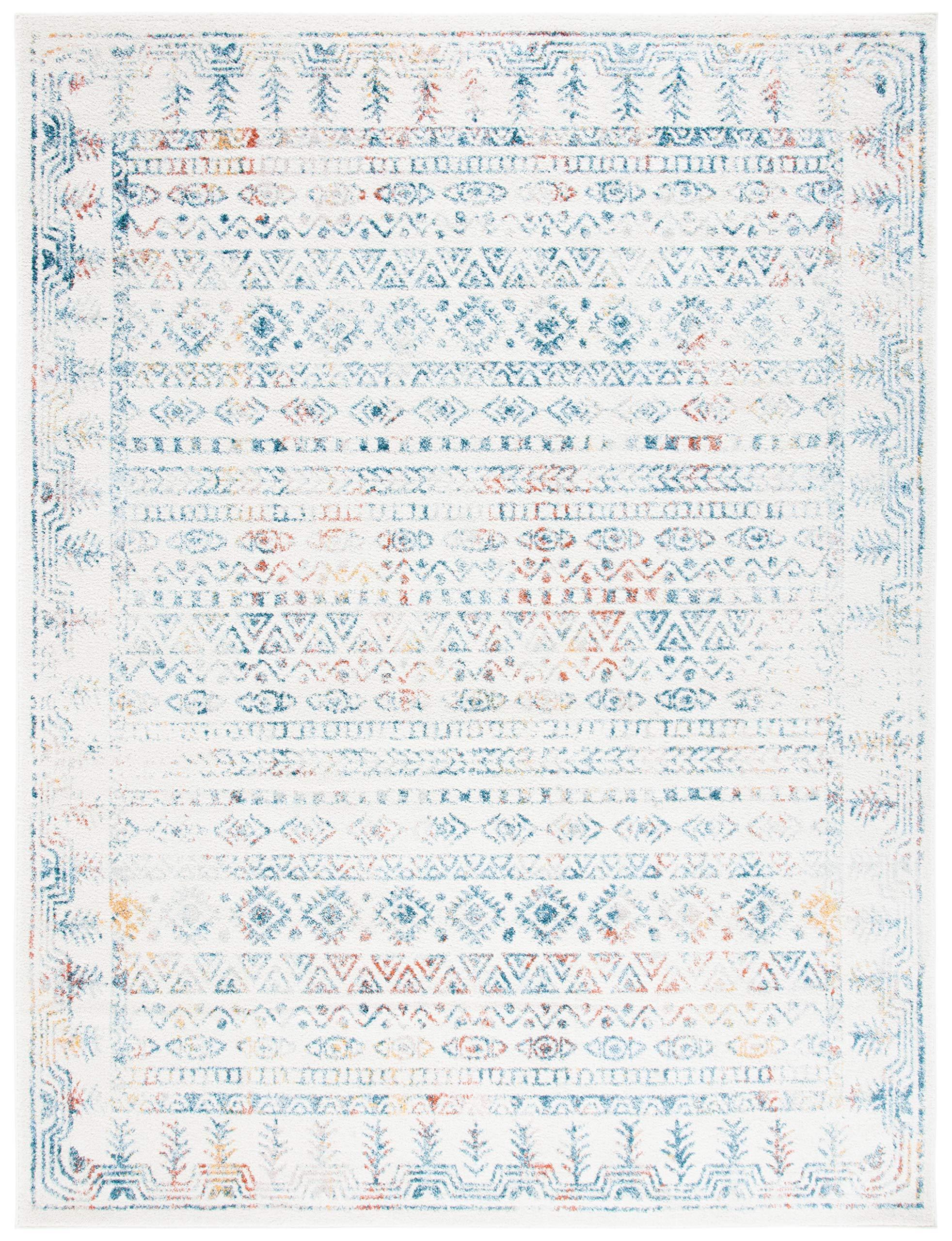 Safavieh SAFAVIEH Tulum Collection Area Rug - 8' x 10', Ivory & Rust, Moroccan Boho Distressed Design, Non-Shedding & Easy Care, Ideal for High Traffic Areas in Living Room, Bedroom (TUL271C)