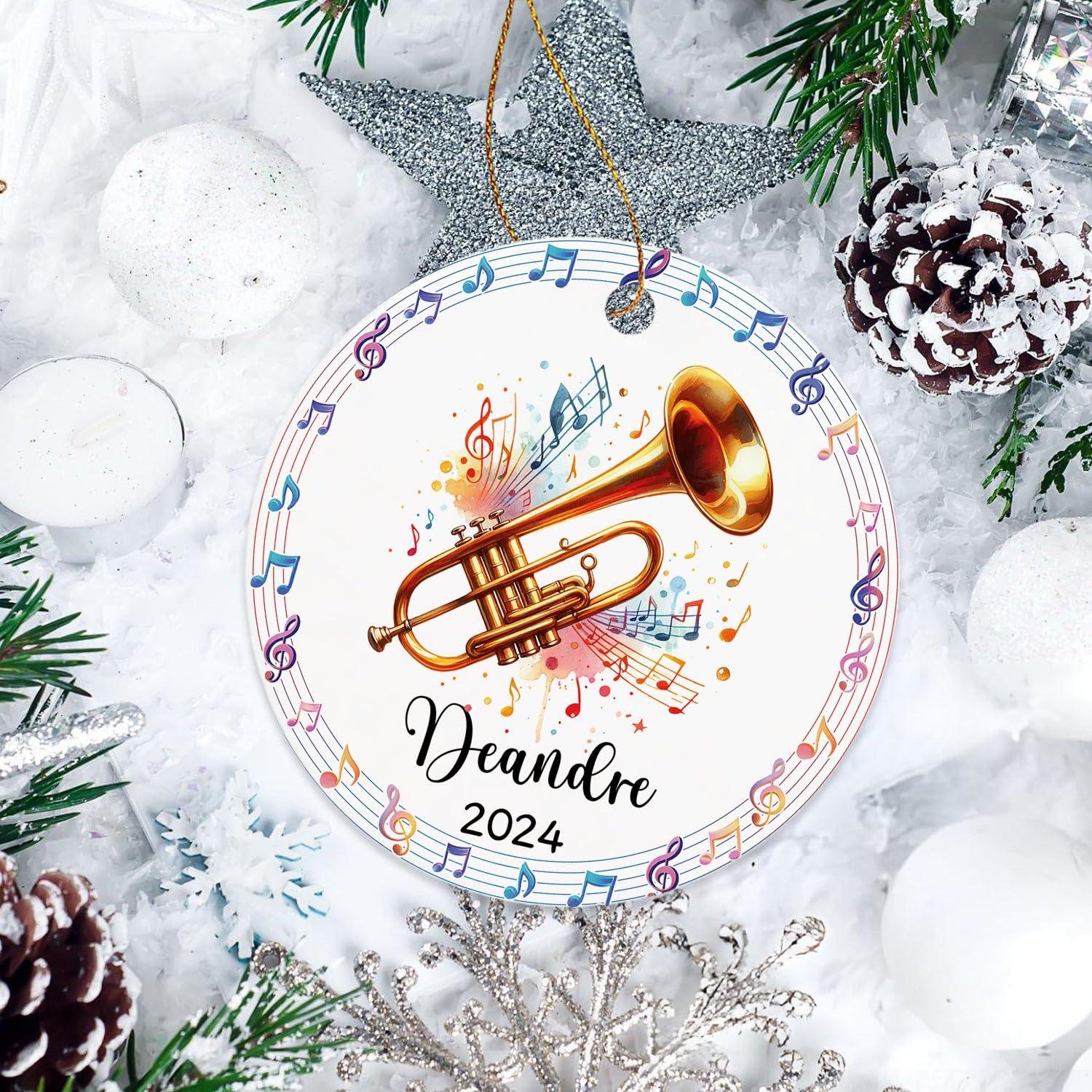 Wixxby Trombone Musician Instrument Christmas Keepsake, Personalized Trombone Ornament Christmas 2024, Custom Name Trombone Lover Ornament Xmas Tree, Trombone Ornament Gift for Trombone Player Music Teacher
