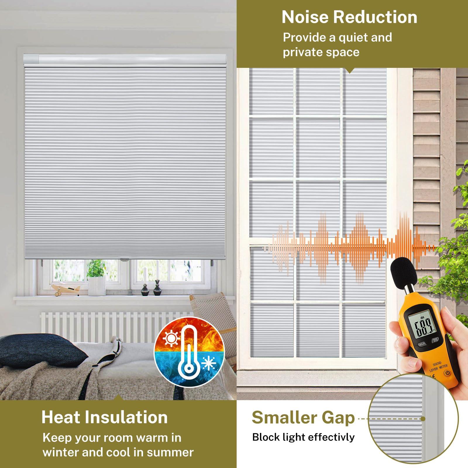 moonice Moonice No Tools No Drill Shades for Indoor Windows Blackout Top Down Bottom Up Cordless Cellular Shades, Easy to Install Mint Gap Single Cell Honeycomb Blinds for Home Office Thermal Insulated, Black