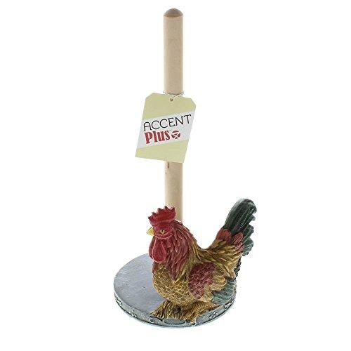Accent Plus Towel Holder For Kitchen, Perfect Rustic Rooster Paper Towel Holders Countertop