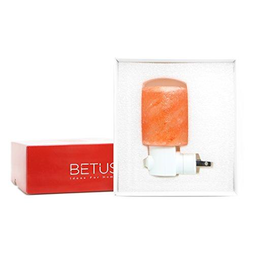 Betus Betus Natural Crystal Himalayan Salt Wall Lamp - Air Purifying Night Light - 360° Rotatable Plug 7W Bulb - Cylindrical