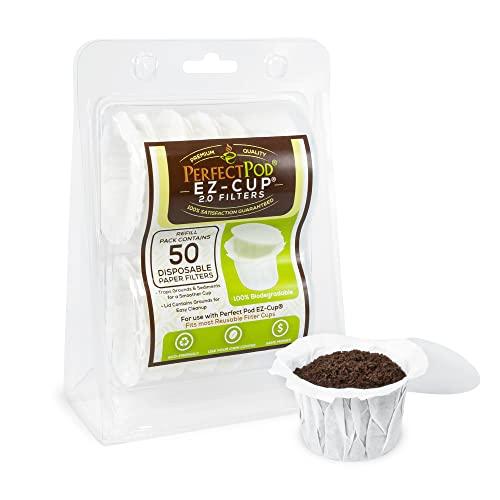PERFECT POD Perfect Pod EZ-Cup Disposable Paper Filters with Patented Lid Design for Reusable Coffee Pods 4-Pack (200 Filters)