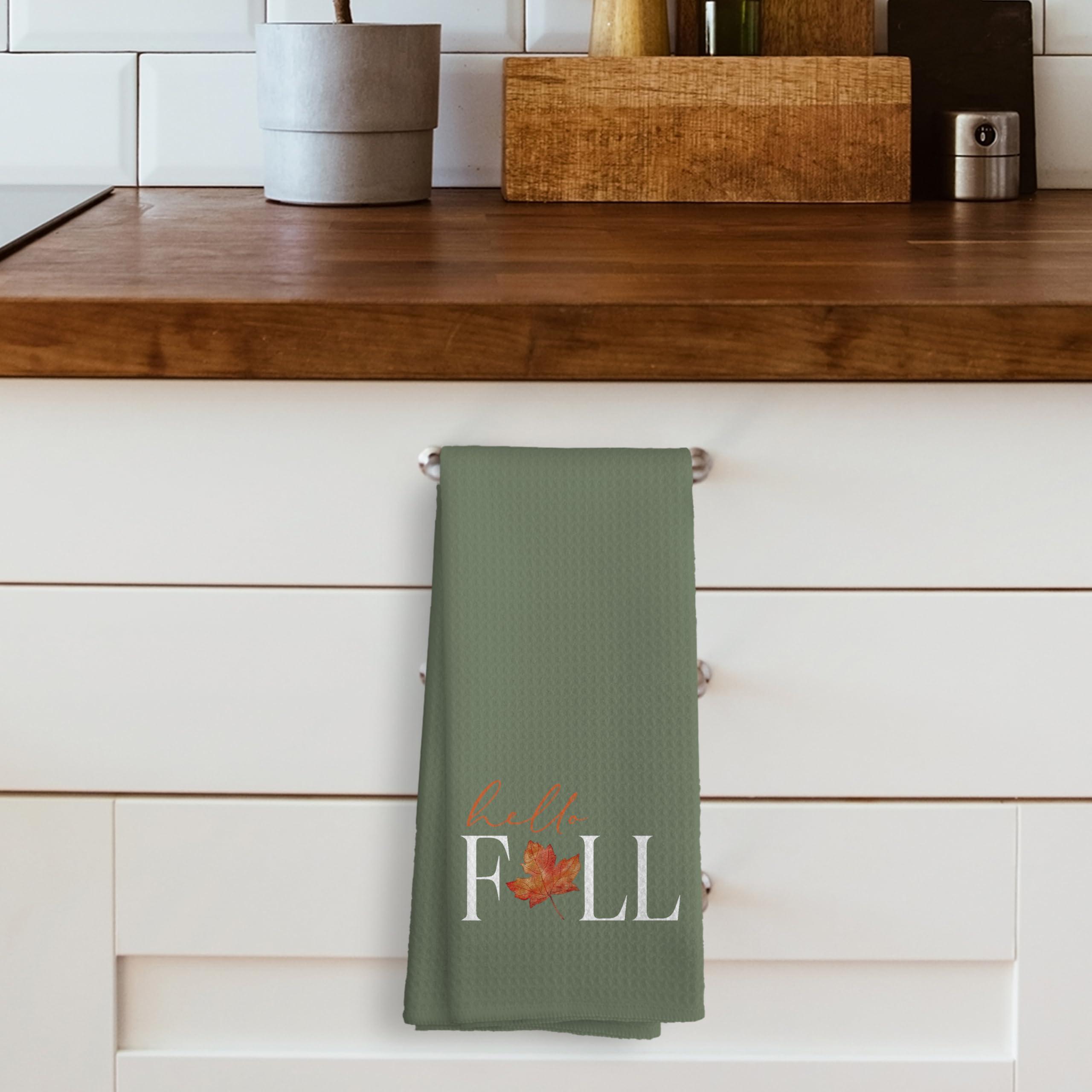 Voatok Voatok Fall Hand Towels, Fall Bathroom Hand Towels, Fall Decorations for Home, Fall Kitchen Towels, Fall Hand Towels for Bathroom Kitchen, Fall Dish Towels, Fall Bathroom Kitchen Decor(Grass Green)