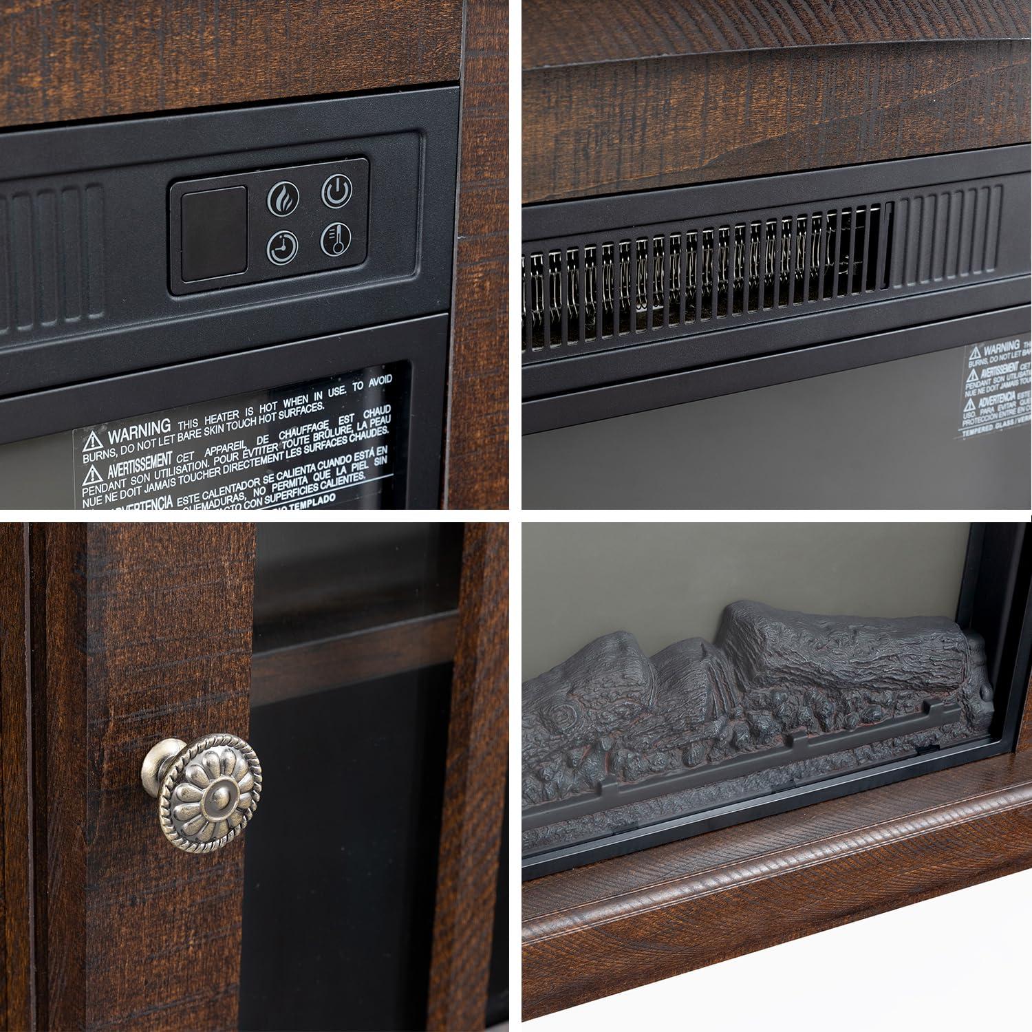 Augabam Fireplace TV Stand for TVs Up to 65 Inch,Electric Fireplace TV Console with Remote Control, TV Entertainment Center with 23 Fireplace (Espresso)