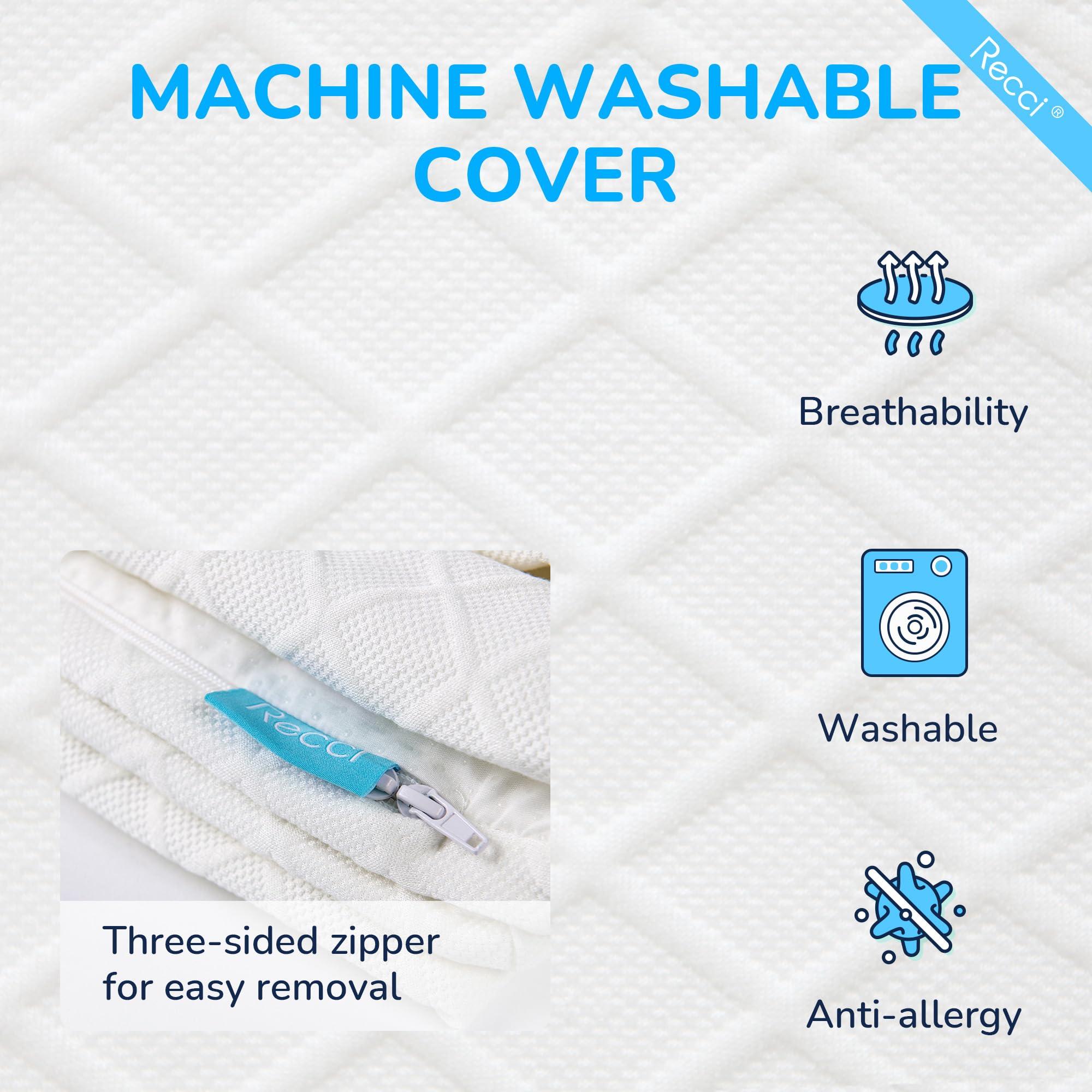 RECCI RECCI 3 Inch Twin XL Mattress Topper, Memory Foam Pressure-Relieving for Back Pain, Mattress Topper with Removable & Washable Cover for College Dorm, CertiPUR-US Certified, Twin XL