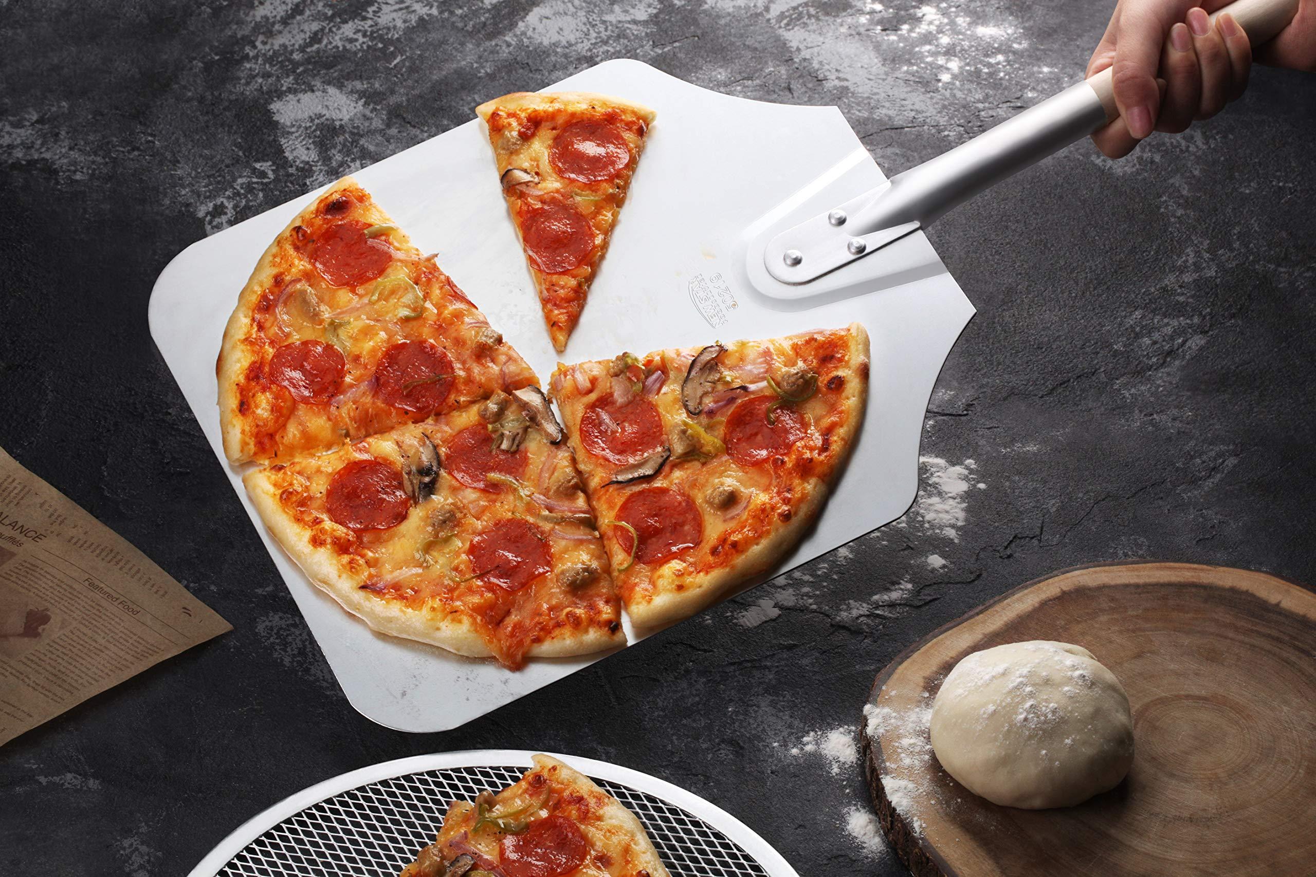 New Star Foodservice New Star Foodservice 50172 Aluminum Pizza Peel, Wooden Handle, 12 x 14 inch Blade, 52 inch overall