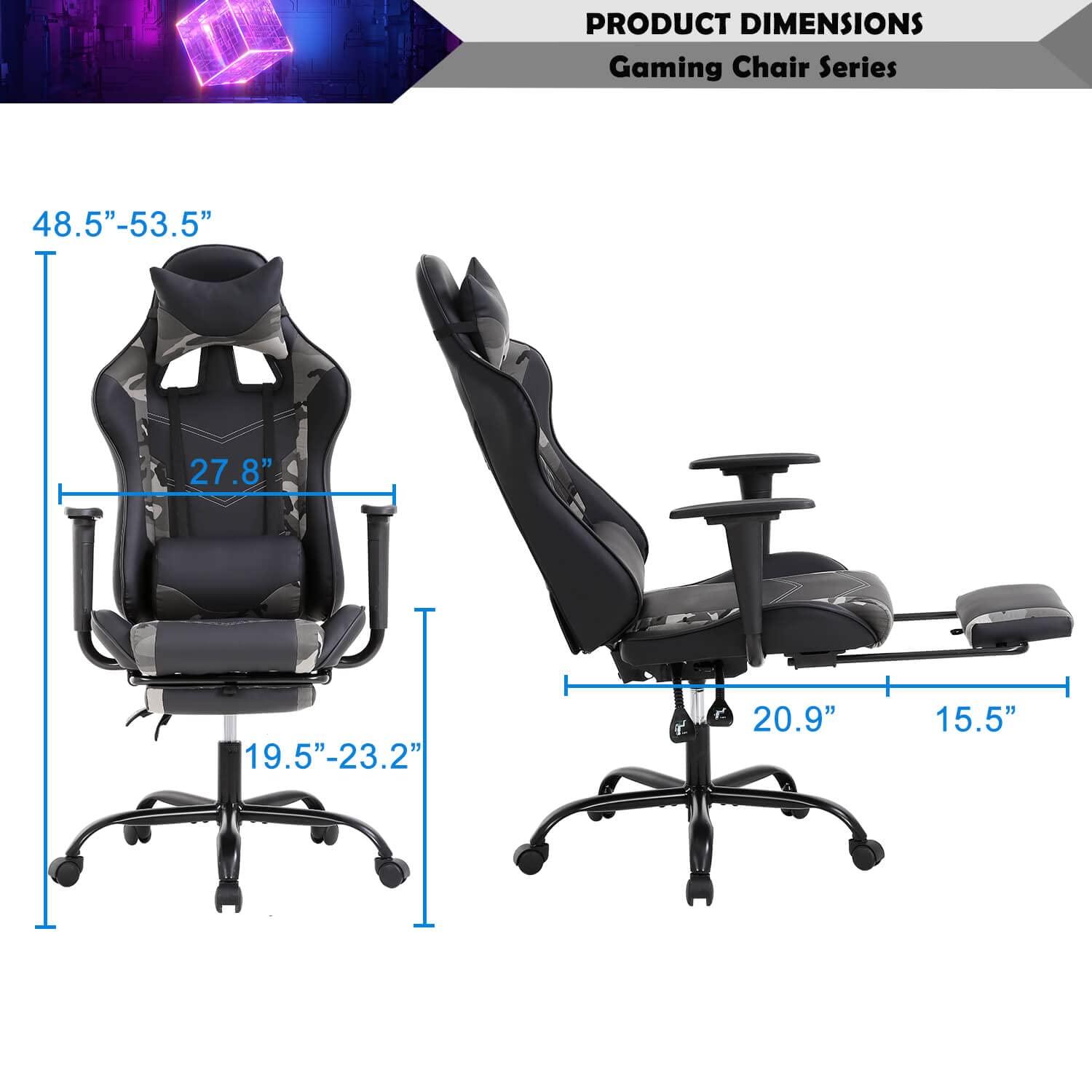 Haiput Wam Gaming Chair, Height Adjustable Swivel Rolling Chair with Headrest Footrest and Massage Lumbar Support, PU High Back Ergonomic PC Chair for Office or Gaming, Office Gaming Chair