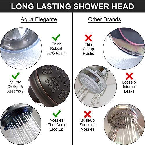 Aqua Elegante 6 Function Adjustable Luxury Shower Head - High Pressure Boosting, Wall Mount, Bathroom Showerhead For Low Flow Showers, 2.5 GPM - Oil-Rubbed Bronze
