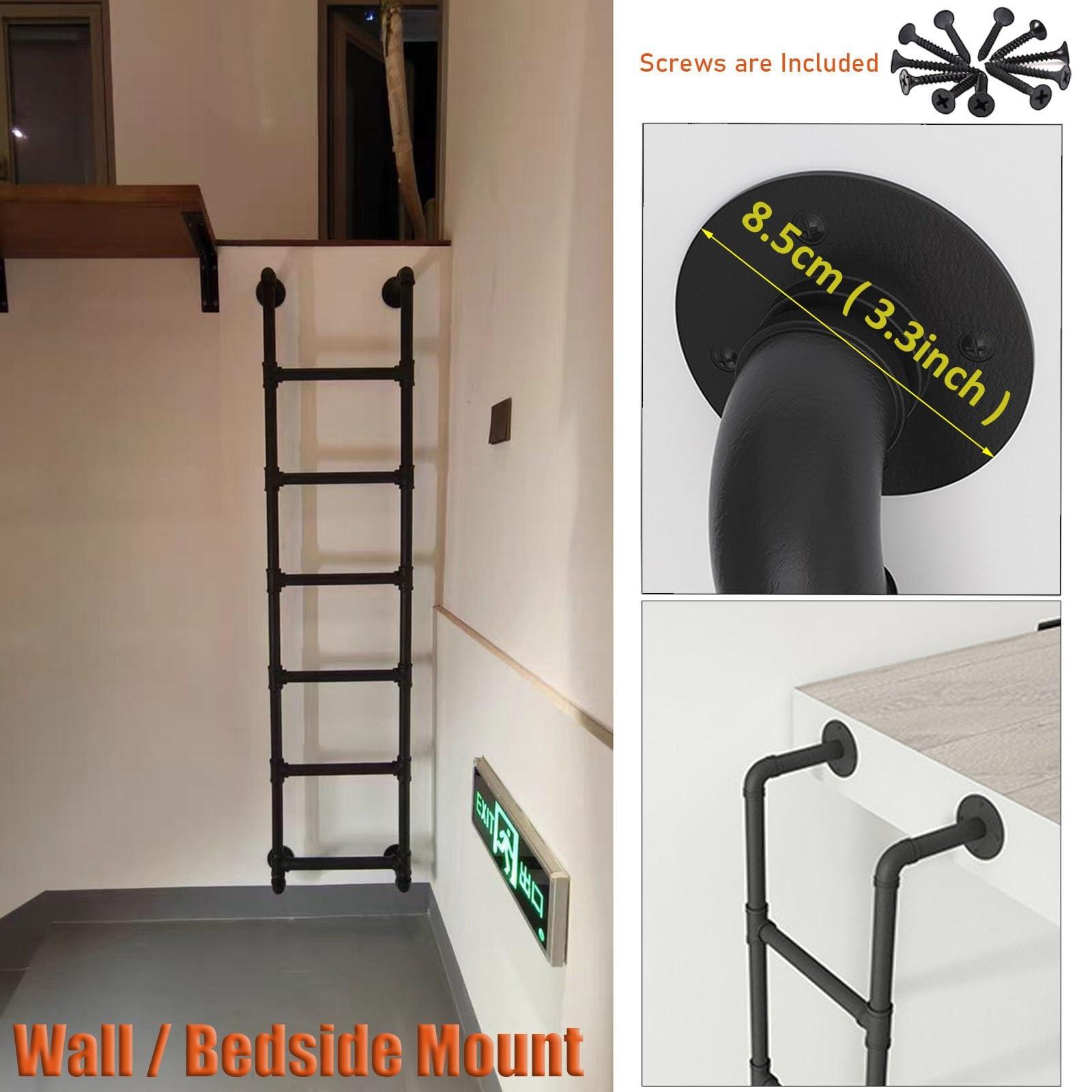 LXLZYXSF Basement Window Well Egress Ladder, Attic / Yard Wall Ladder Wrought Iron, Escape Ladder Bunk Bed Ladder with Screws, 230 220 210 200 190 180 170 160 150 140 130 120 110 100 cm High ( Color : Black ,