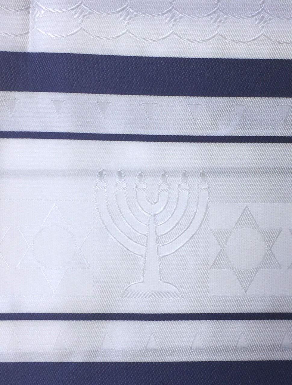 Zion Talis Menorah Navy Blue Tallit Set (24" x 72")
