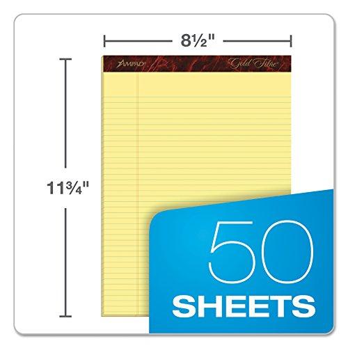 Ampad Esselte ESS20022 Ampad Gold Fibre Pads, 8 1/2 x 11 3/4, Canary, 50 Sheets (Pack of 12)