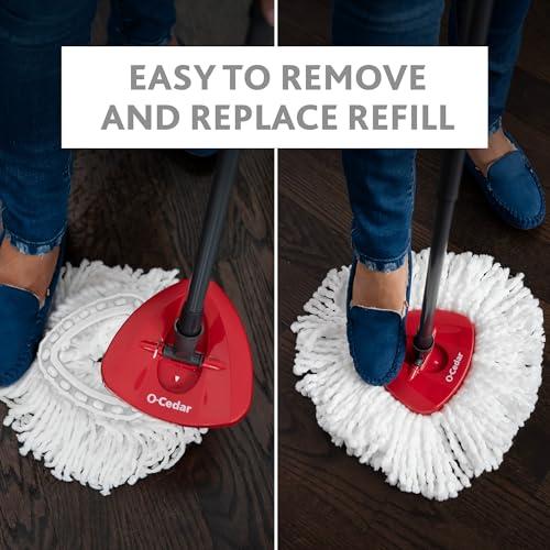 O-Cedar O-Cedar Easywring Microfiber Spin Mop & Bucket Floor Cleaning System with 1 Extra Refill,Red / Gray