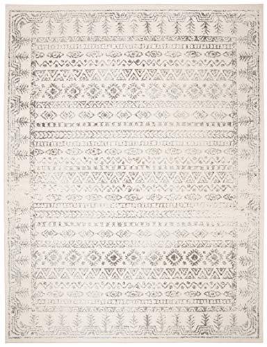 Safavieh SAFAVIEH Tulum Collection Area Rug - 8\' x 10\', Ivory & Grey, Moroccan Boho Distressed Design, Non-Shedding & Easy Care, Ideal for High Traffic Areas in Living Room, Bedroom (TUL271A)