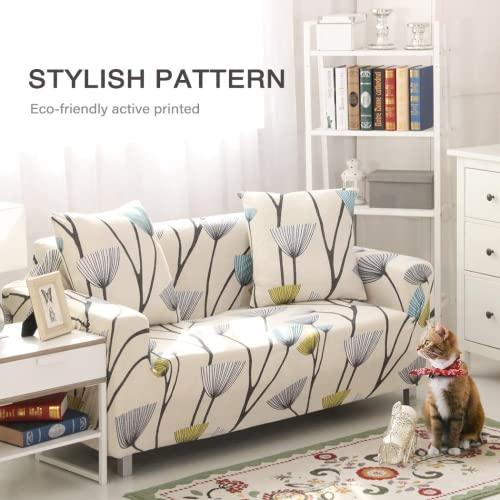 Lamberia Lamberia Printed Sofa Cover Stretch Couch Cover Sofa Slipcovers for Couches and Loveseats with Two Free Pillow Case (Beige, Loveseat)