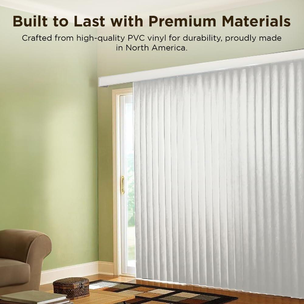 BlindDen BlindDen - Vinyl Vertical Window Blinds for Home - Vertical Blinds for Sliding Glass Doors - Solid Off-White 72" Wide x 60" Long, USA