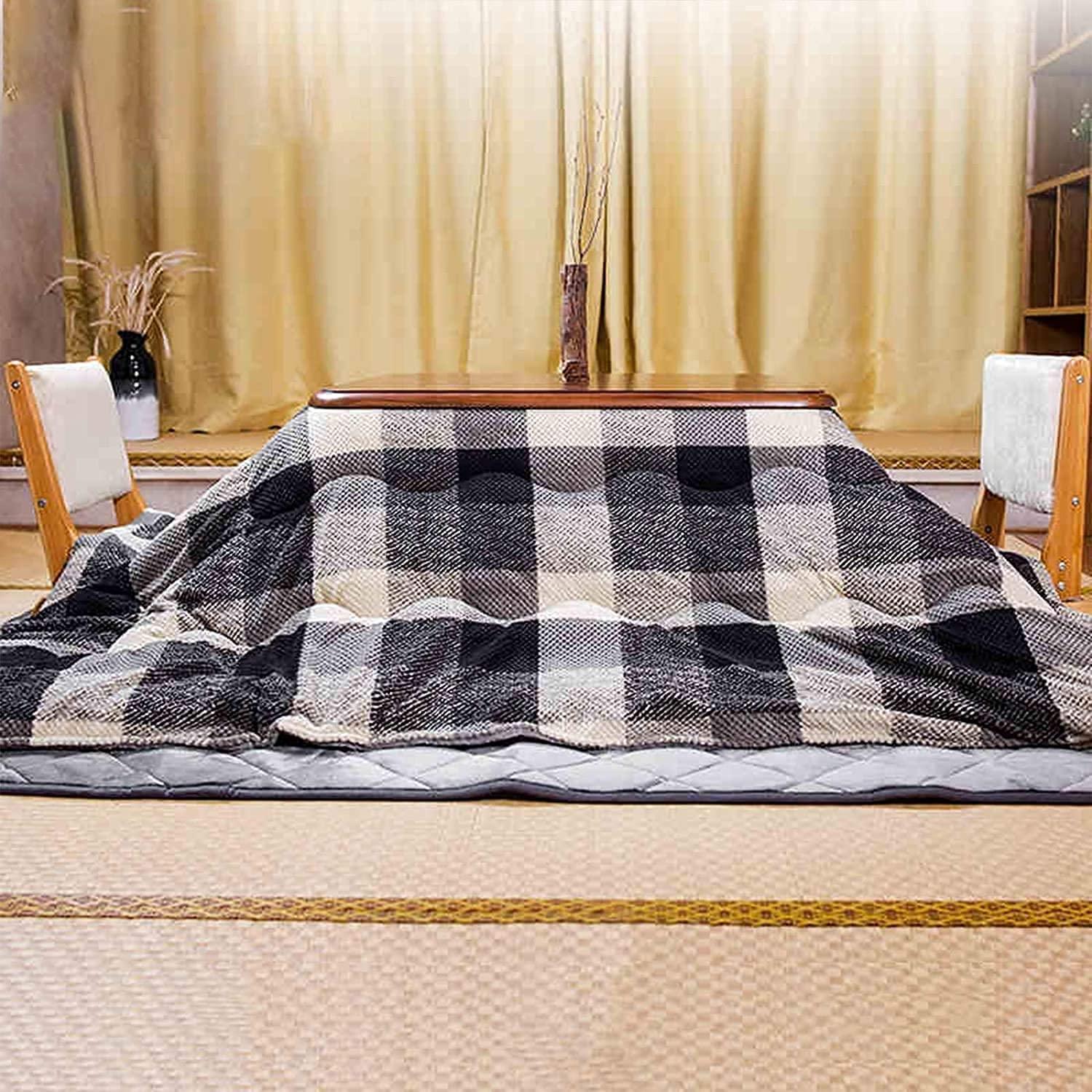 JINCAN JINCAN Kotatsu Table with Heater and Blanket Table Gray kotatsu Japanese Heating Electric Heating Tatami Heating Quilt