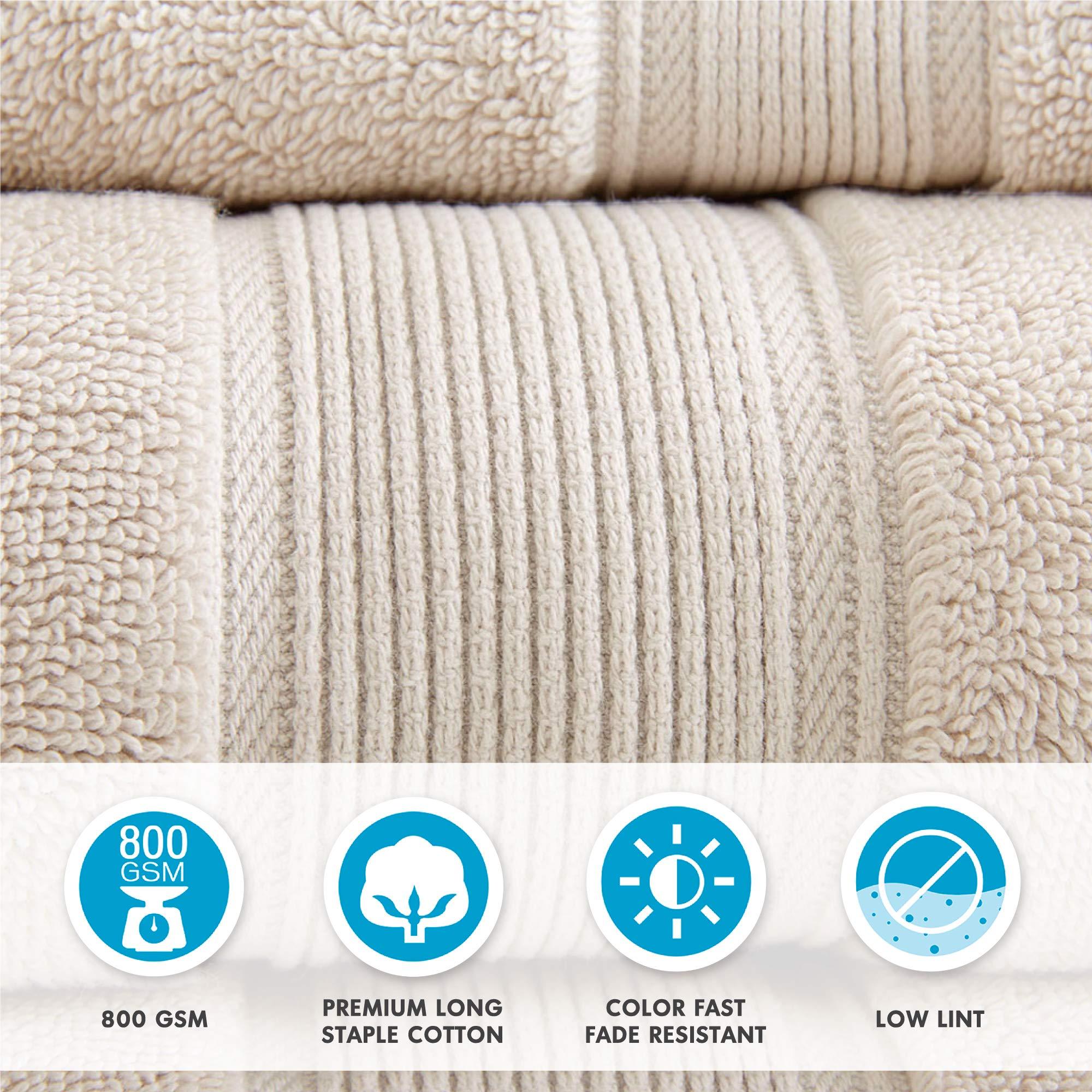 MADISON PARK SIGNATURE 800GSM 100% Cotton Luxury Turkish Bathroom Towels , Highly Absorbent Long Oversized Linen Cotton Bath Towel Set , 8-Piece Include 2 Bath Towels, 2 Hand Towels & 4 Wash Towels , Silver