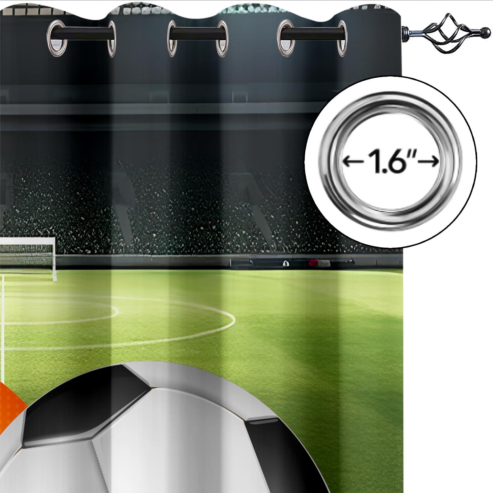 CTTELUN Basketball Football Baseball Window Curtains, Green Court Sports Darkening Grommet Drapes, Thermal Insulated Room Darkening Window Treatments for Boys Room Playroom Nursery 39.5"W x 63"L x 2 Panels