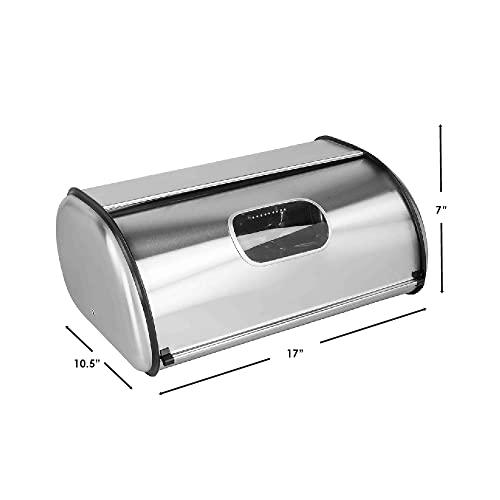 Home Basics Home Basics Stainless Steel Bread Box, Silver
