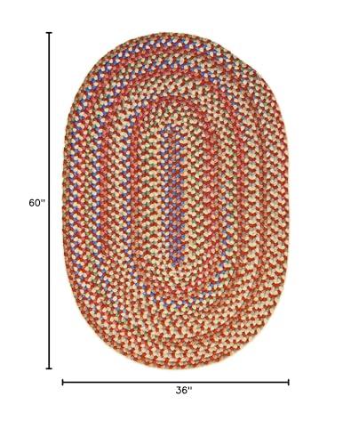 Super Area Rugs Super Area Rugs Roxbury American Made Braided Rug for Indoor Outdoor Spaces, Red/Natural Multi, 3' X 5' Oval