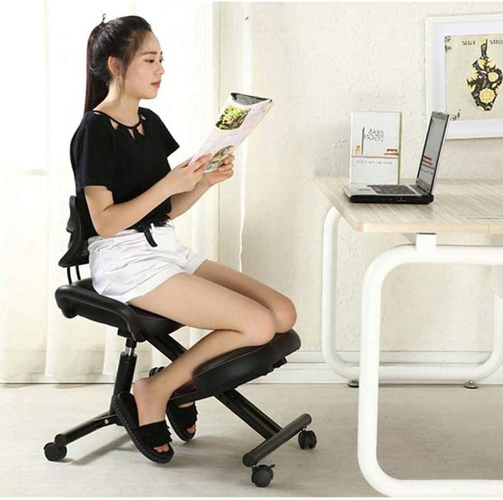 Generic Ergonomic Kneeling Chair Kneeling Stool with Back Support High Adjustable Stool with Roller for Home and Office, Improve Your Posture with an Angled Seat Thick Comfortable Cushions,G