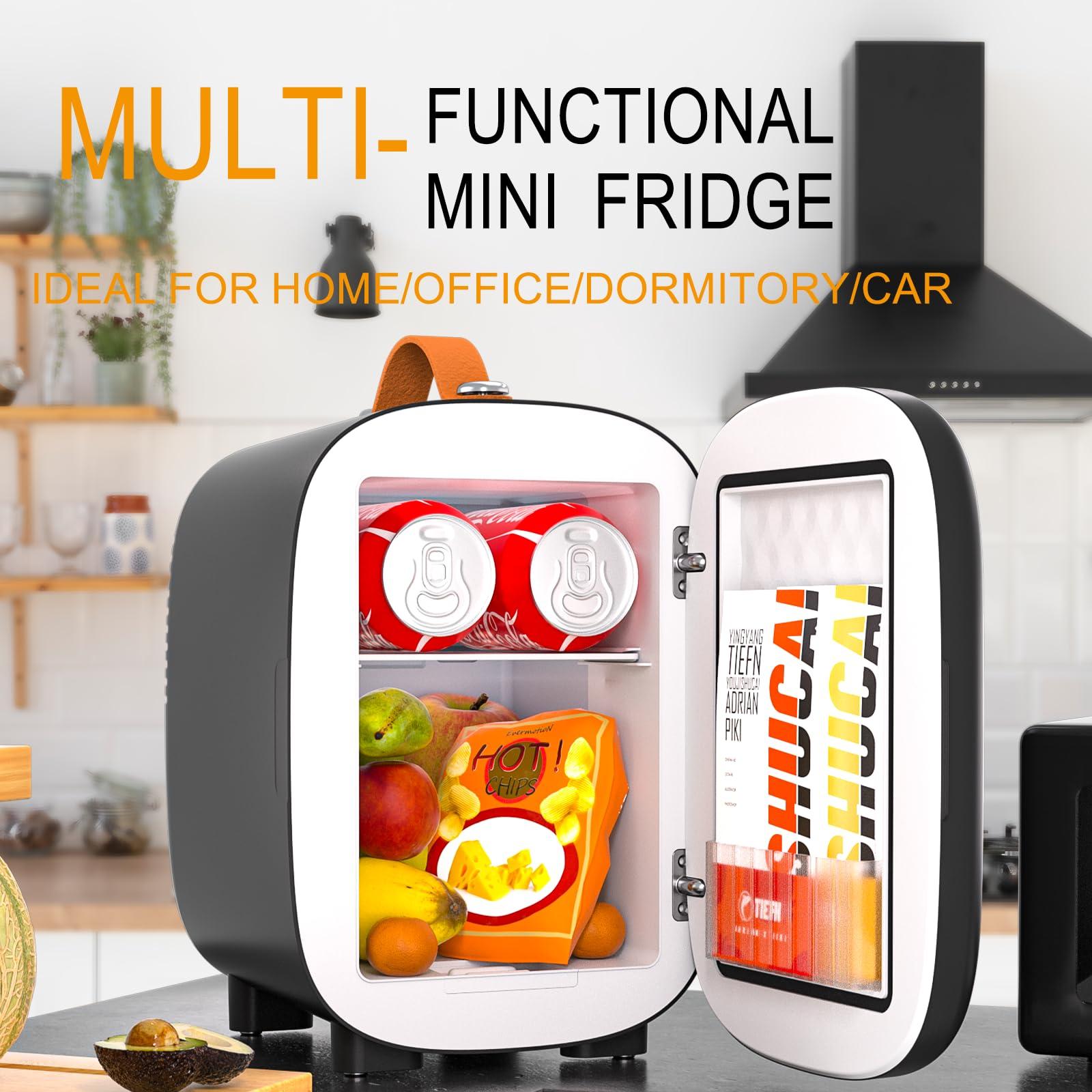 Hansburg Hansburg Mini Fridge for Bedroom Skincare Cooler & Warmer Portable Small Refrigerator 4 Liter/6 can with 12v AC/DC/USB Option for Food, Drinks, Makeup, Dorm, Office and Car