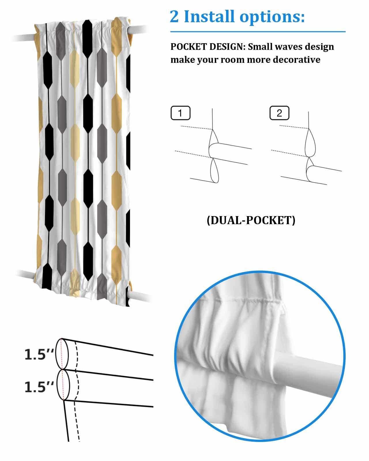 ZOE GARDEN Abstract Modernism, Blackout Door Curtains for French, Glass,Front, Back, Patio Door, Thermal Insulated Rod Pocket Window Curtain Drapes With Tiebacks, Geometric Minimalism Black White 25"x72"