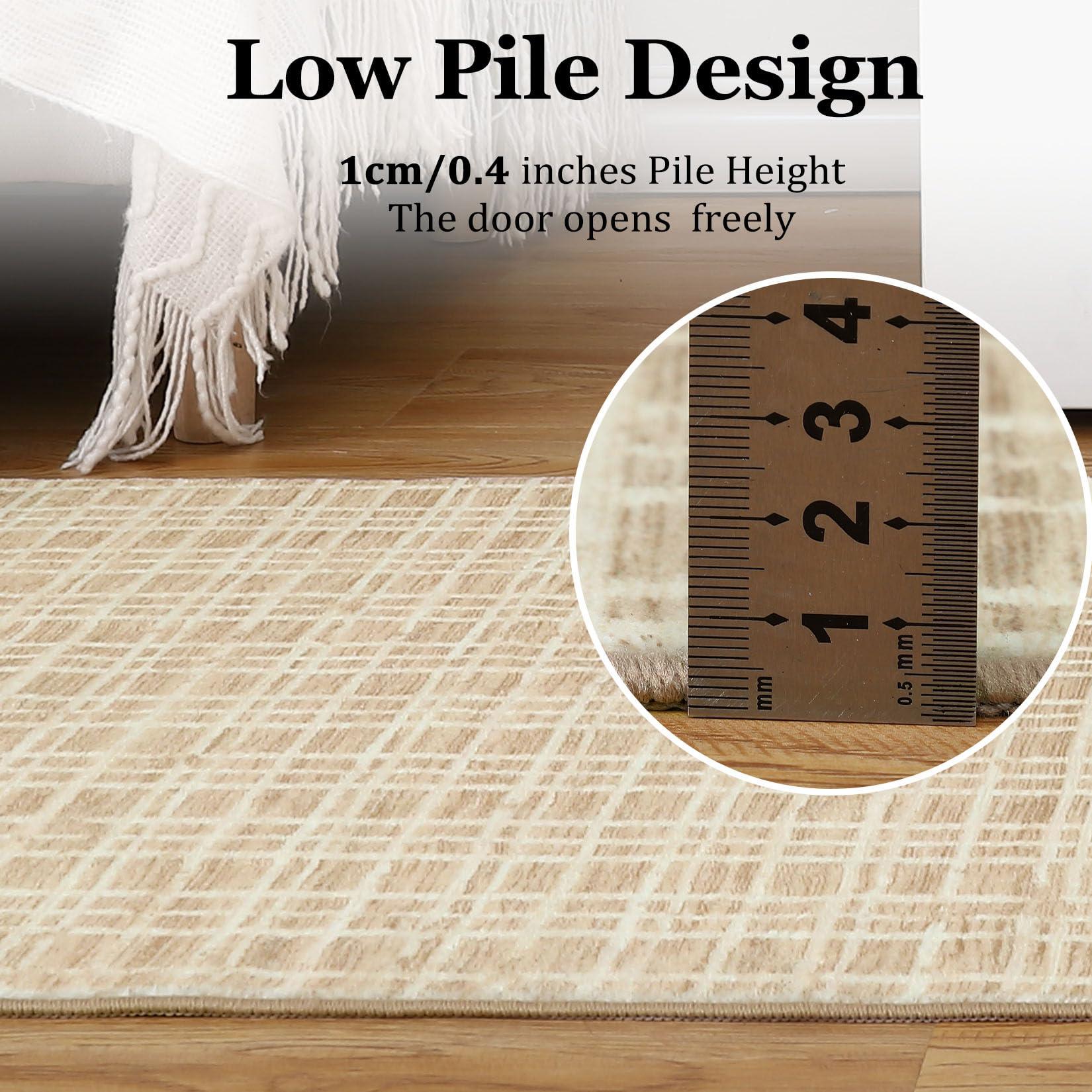 NANAN NANAN Runner Rugs 2x6 Washable Modern Hallway Rug Non Slip Checkered Rugs for Entryway Bedroom Entrance Laundry Bathroom Low Pile Plaid Living Room Rug Non Slip Farmhouse Area Rug Yellow