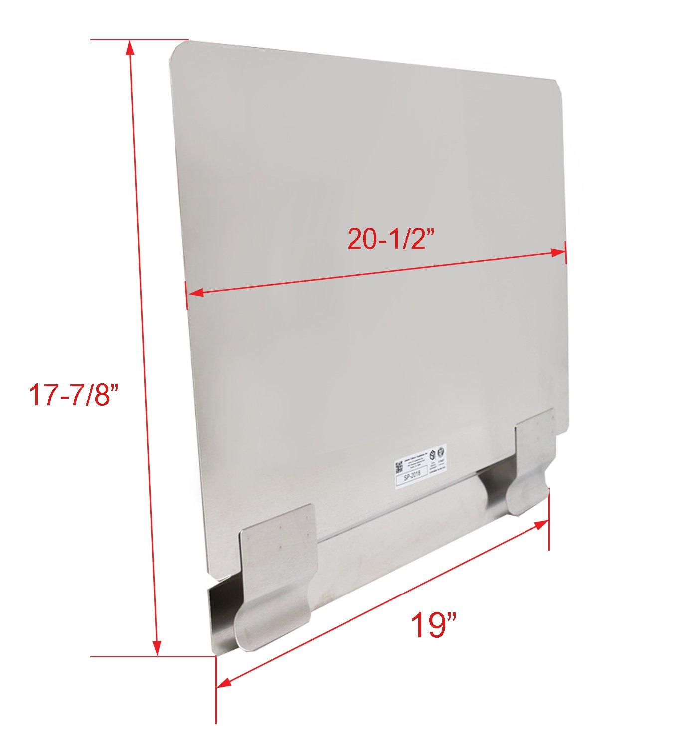 ACE Equipment Stainless Steel Splash Guard 20\"x18\" for Fitting Most Deep Fryer SP-2018
