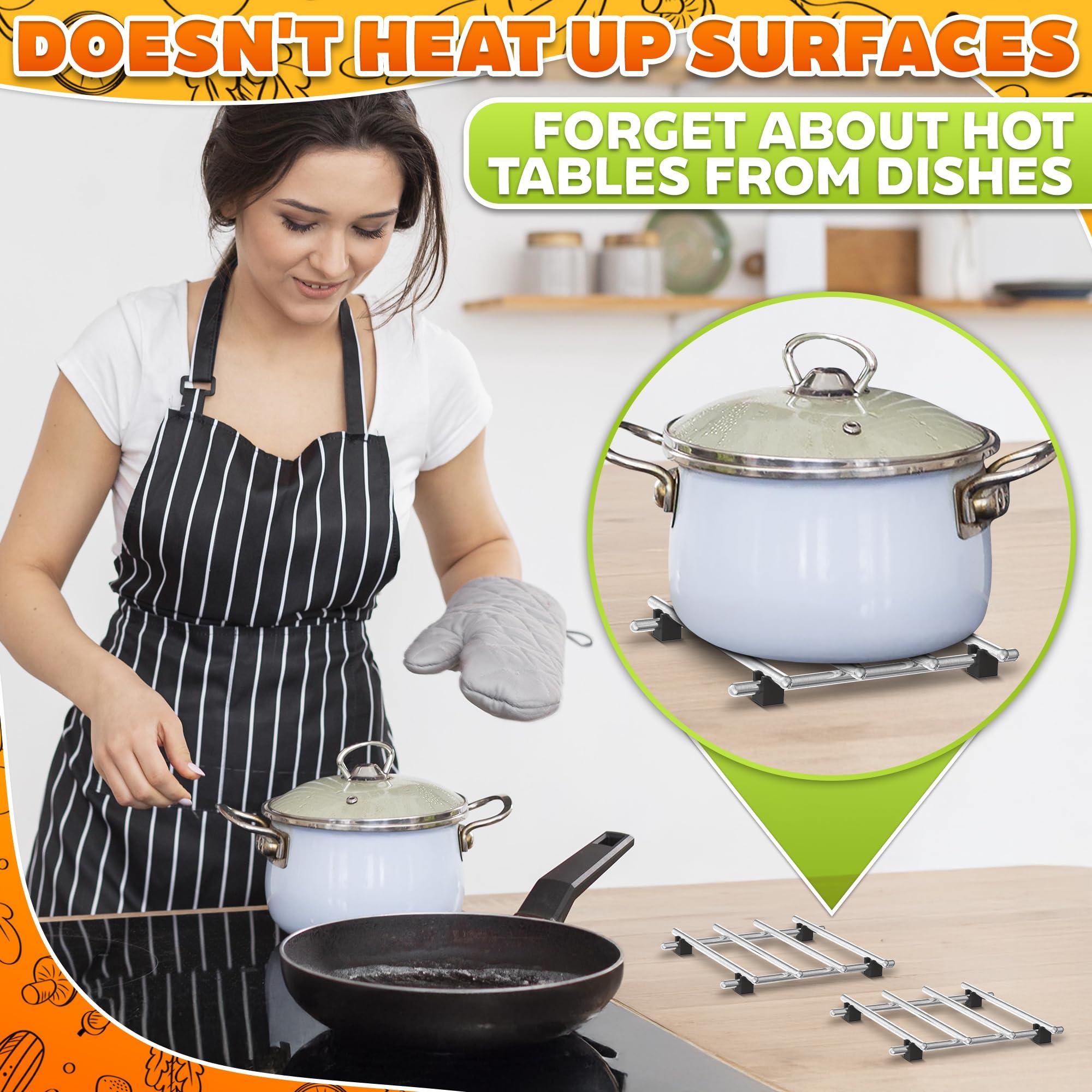 LEGLO Stainless Steel Trivet for Instant Pot - 2Pcs Stainless Steel Pot Trivets for Table Hot Pads for Kitchen Trivets for Hot Dishes - 7\" by 7\" Metal Cooling Racks Pans Set Pot and Pan Holder