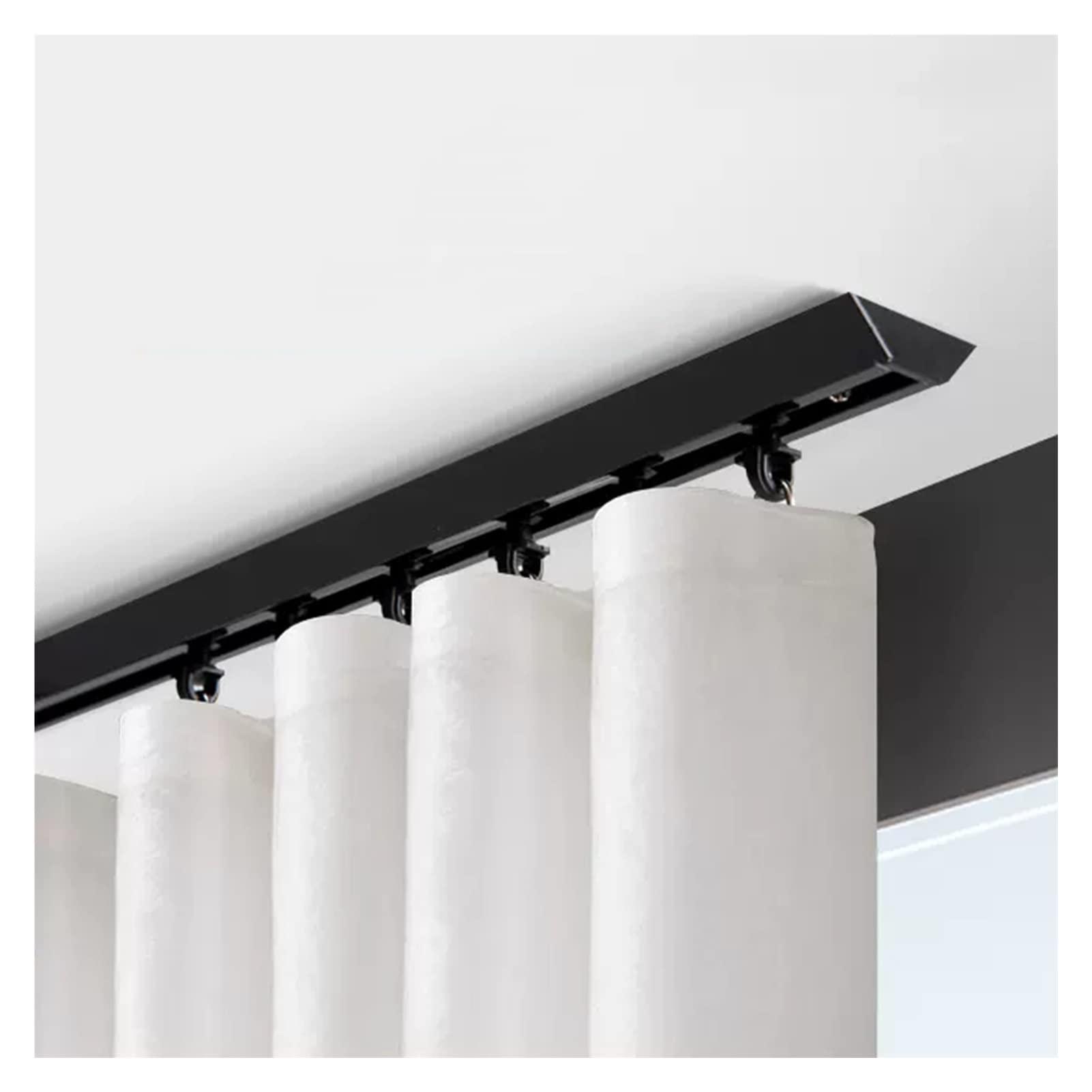 SRNSAEB SRNSAEB 4-20 Ft Long Curtain Track Ceiling Mount, Aluminum Curtain Rail/Privacy Room Divider for Balcony/Bay Window/Hotel/Office (Color : Black, Size : 122cm/4ft)