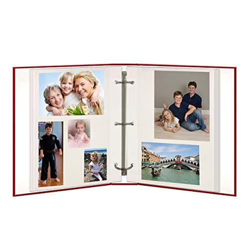 Pioneer Photo Albums Magnetic Self-Stick 3-Ring Photo Album 100 Pages (50 Sheets), Red