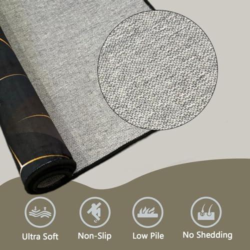 MLWC Red Music Lover Area Rug, Black White Piano Keys Decorative Rug, Easy Clean Carpet with Anti-Slip Backing for Bedroom Living Room Dining Room Office 3ftx5ft