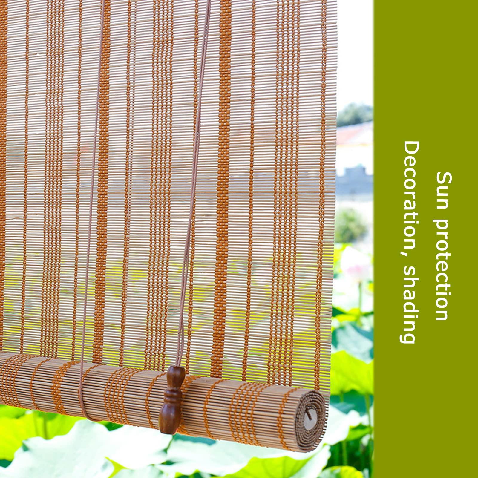 KUISOGAN KUISOGAN Natural Bamboo Roman Shade,Eco Friendly Bamboo Roller Blind,Side Pull Window Blinds,Sun Protection Bamboo Shades,Window Shade for Kitchen/Office/Garden Door,Customizable (W30 xH47)