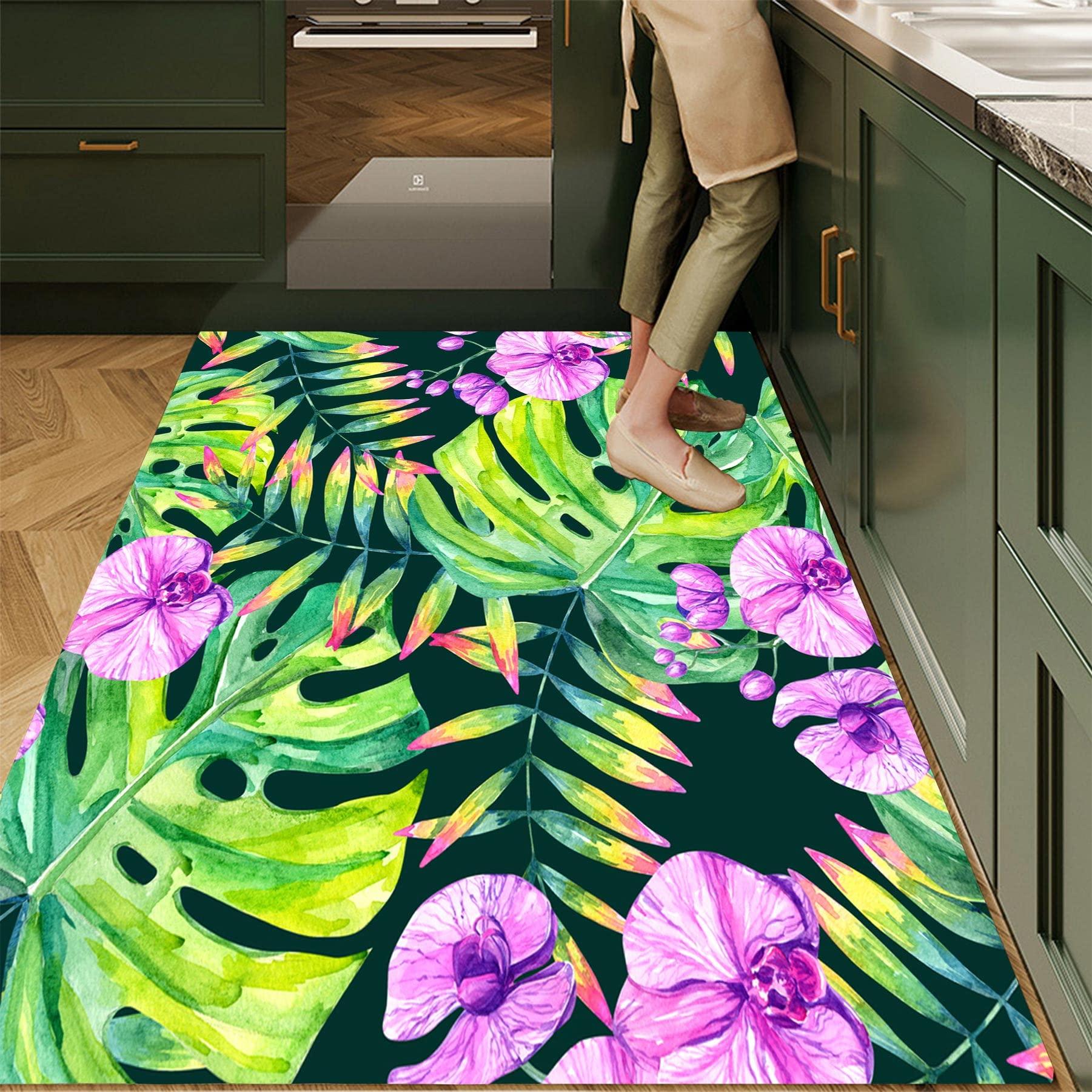 Ocervd Ocervd Dense Jungle Tropical Palm Leaves Flower Area Rug 1.7x2.6ft/20.4x28.8in/50x80cm Rugs for Living Room Bedroom