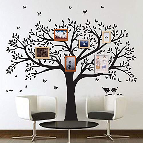 ANBER Family Tree Wall Decal Family Tree Wall Decor Vinyl Wall Art Photo Frame Tree Stickers Living Room Home Decor Tree Wall Sticker (Black)