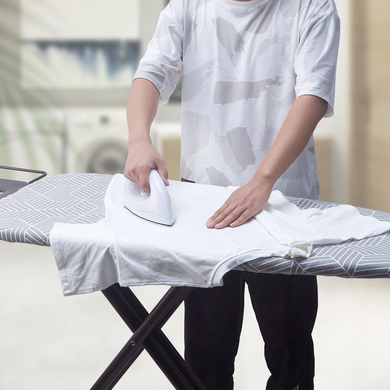 Seiritex Seiritex Wide Ironing Board Cover with Padding 18 x 49 inch Heat Reflective with Hook and Loop Fasteners, Thick Padding with Elasticized Edges, 3 Layers Iron Board Cover (Gray Cube)